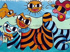 涂鴉,貓,太陽