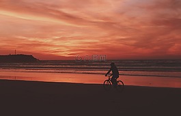 自行車,黑暗,海