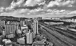 城市,地平線,摩天大樓
