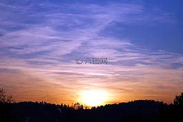 日落,abendstimmung,天空