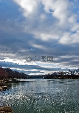 河,天空,云