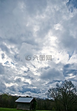 棚,云,原野