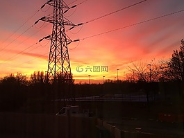 日落,天空,自然