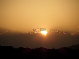 日落,视图,太阳