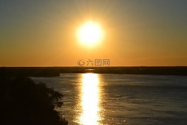 太陽(yáng),日落,河