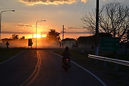 摩托車,日落,路線