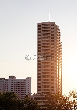 日落,城市,曼谷