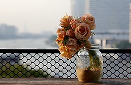 玫瑰,花瓶,花束