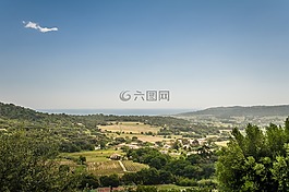 景觀,海,希爾