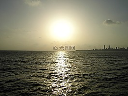 日落,印度,海