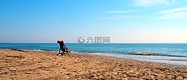 海灘,天空,砂