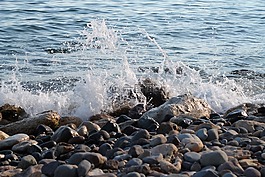 海灘,波,鵝卵石