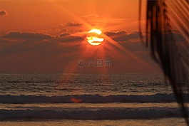 日落,黃昏,海灘