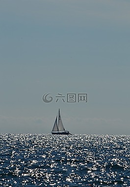 小船,海,天空