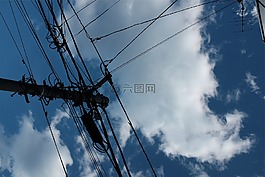 電源線(xiàn),藍(lán)色,天空