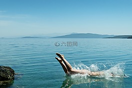 人,女子,游泳