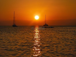 日落,加勒比的日落,海