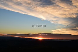 日落,天空,云