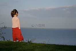 兒童黎明,海,天空