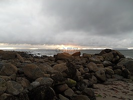 海灘,巖,海