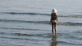 女子,海,海灘