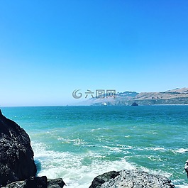海洋,波,巖