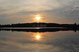晚上平靜,夕陽,stillersee