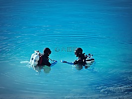 潛水員,湖,水