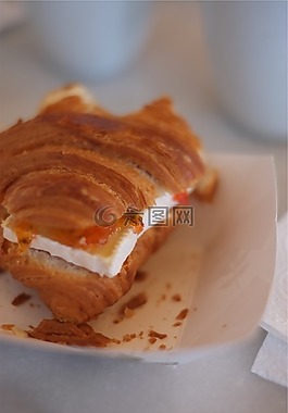 食品,要羊角面包,三明治