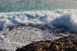 海岸,懸崖,波