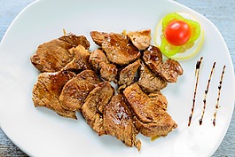 烤,豬肉,餐