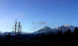 日出,日落,山