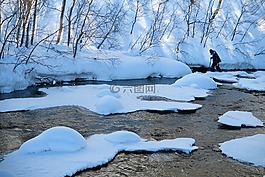 冬季,雪,河