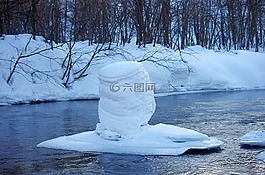 冬季,雪,河