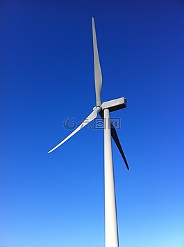風(fēng)力發(fā)電機(jī)組,藍(lán)藍(lán)的天空,可再生能源