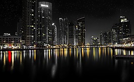 迪拜,市容,夜