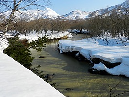 冬季,雪,河