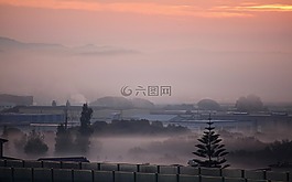 霧,黎明,城市