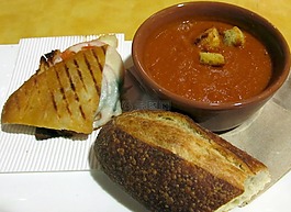 湯,三明治,面包