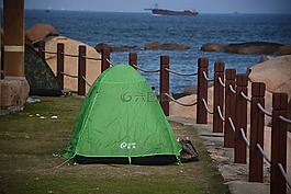 帐篷,海景,清晨
