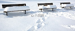 冬天,雪,板凳