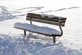 冬天,雪,板凳