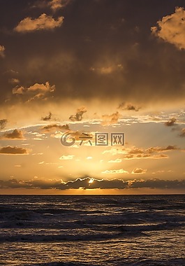 日落,海,天空
