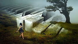 幻想,景觀,鋼琴