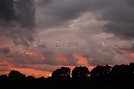 日落,himmel,云
