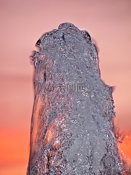 噴泉,水,晚上