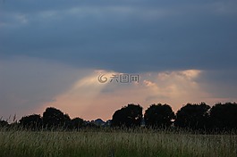 日落,himmel,云