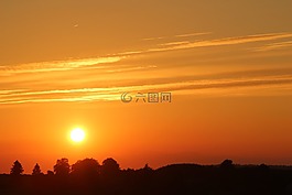 日落,景觀,傍晚的天空