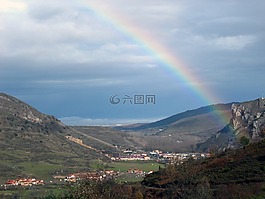 谷,彩虹,景觀