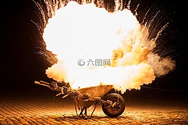 爆炸,夜,煙